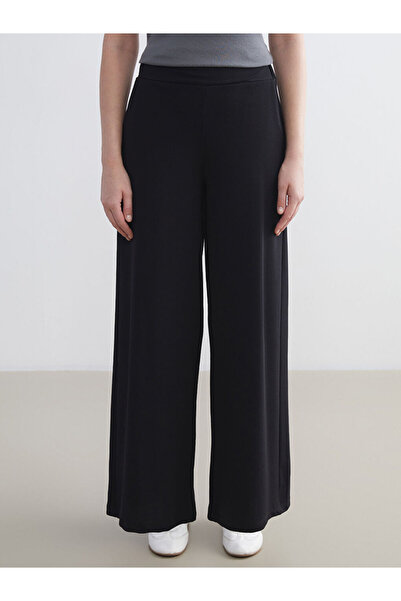 LC Waikiki Siyah Beli Lastikli Geniş Paça Kadın Pantolon