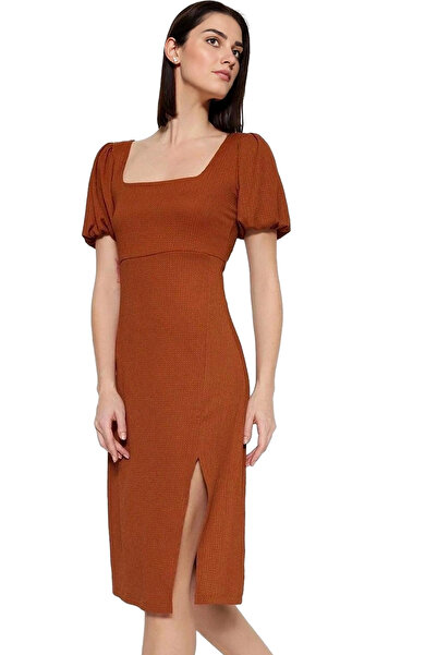 PayBuy Rochie midi tricotată pentru femei, mâneci balon, linie A, ocazional, ...