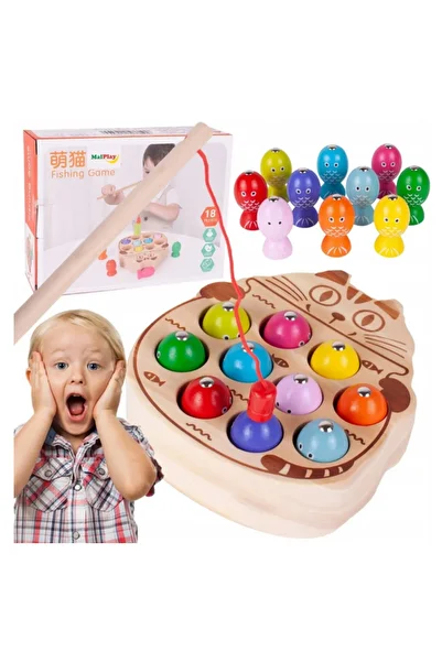 REBELS Wooden Skill Game – Magnetic Fishing 'Kitty'