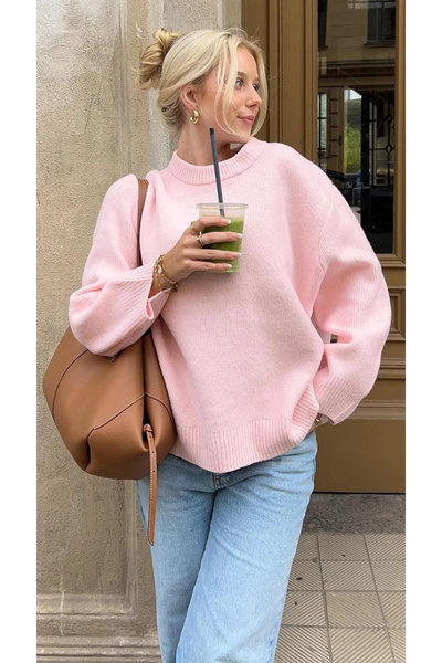 Noi Belis Wide Fit Soft Textured Crew Neck Sweater Aw25Kz0001