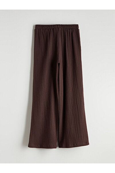 LC Waikiki Kahverengi Beli Lastikli Dokulu Müslin Kadın Pantolon