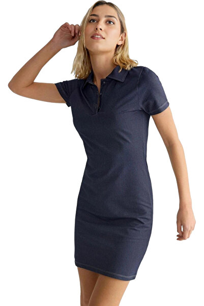 PayBuy Mini rochie tricotată cu guler polo pentru femei, croiala bodycon, con...