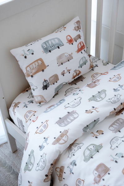 NOU طقم غطاء لحاف سرير بارك مع ملاءات عضوية ملونة للسيارة (80X120 - 35x45 - 60x120) - Vehicle Attack