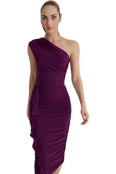 PayBuy Women's One Shoulder Midi Tulle Evening Dress Special Cut Summer Casual Use Durable Material