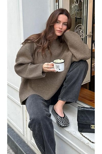 Noi Belis Wide Fit Soft Textured Crew Neck Sweater Aw25Kz0001