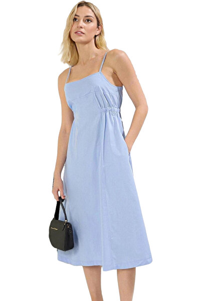 PayBuy Rochie midi din poplin de vară pentru femei, cu fustă în talie, din bu...