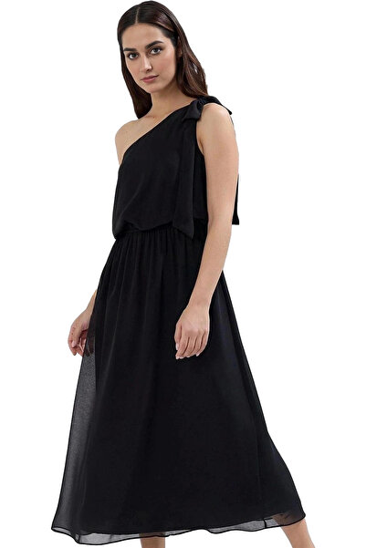 PayBuy Kadın Maxi Şifon Elbise Tek Omuzlu Skater Kesim Rahat Günlük Ve Özel G...