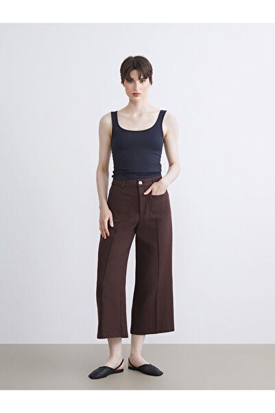 LC Waikiki Brown Slim Fit Wide Leg Women's Trousers