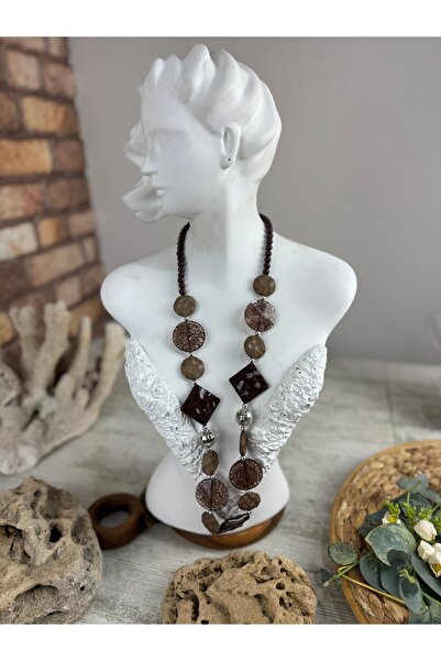 SEDEF TAKI Kahve cam kolye