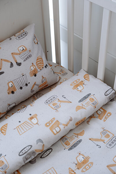 NOU طقم غطاء لحاف سرير بارك مع ملاءات عضوية من آيتش إم إم (80X120 - 35x45 - 70x110) - Truck Attack