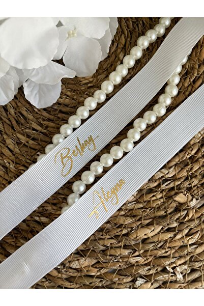 imzatasarım Dökülen incili Söz & Nişan Yüzük Kurdelesi Kişiye Özel İsimli Yüz...