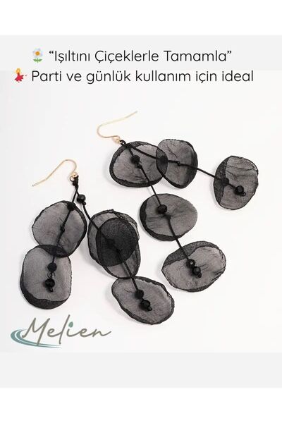 Melien Elegant Fabric Long Dangle European Style Stylish Earrings with Flower Detail for Daily and Special Moments