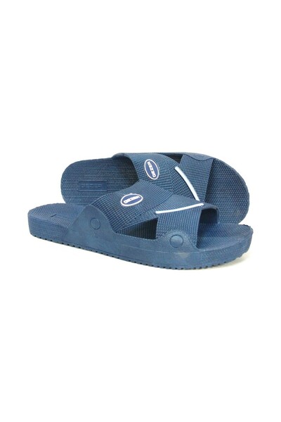 Yüsra Shop Gezer - Non-Slip Sole, Navy Blue White Super Slippers for Bathroom, Balcony, Pool, Sea, Beach
