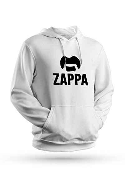 Pisa Art Hanorac cu glugă unisex alb cu imprimeu Frank Zappa