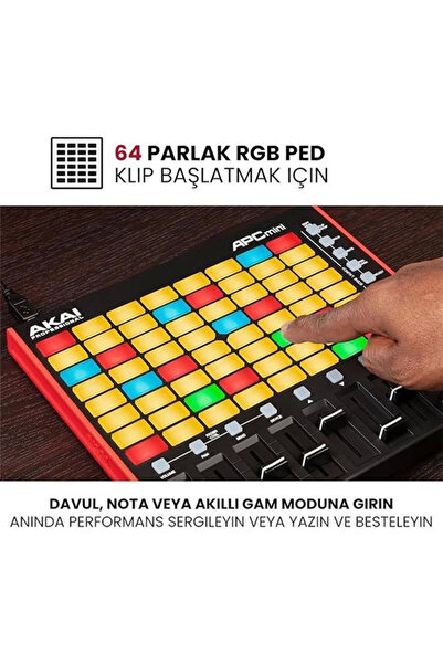 AyrStore APC Mini - USB MIDI Pad Controller ile Klip Başlatma, Ableton Live Lite, 64 RGB
