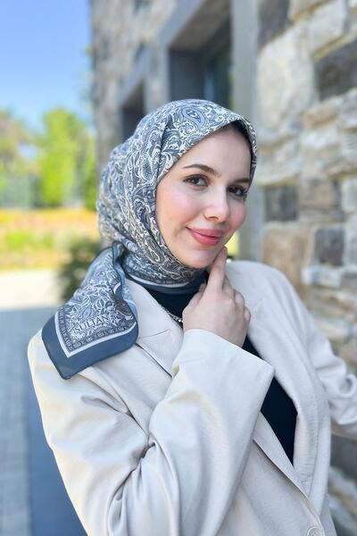 Sultan Eşarp وشاح سلطان من القطن الطازج - نمط شال أحادي - SFE010-02