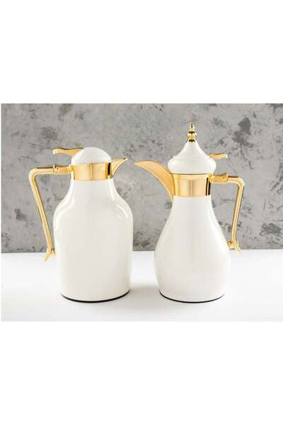 Generic Stainless Steel Coffee and Tea Flask Set - Elegant Design in White and Gold