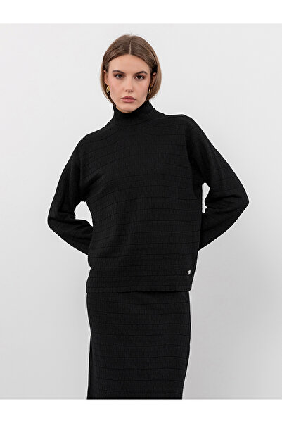 Serianno Yünlü Örgü Desenli Balıkçı Yaka Kazak