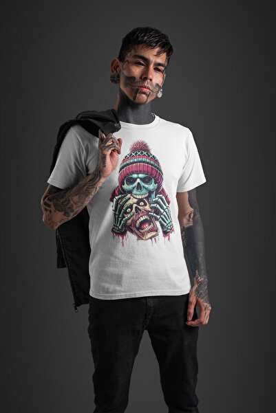 Bigonya Gothic Style Special for Lovers, Friendship with Death Printed, Unisex Design T-Shirt