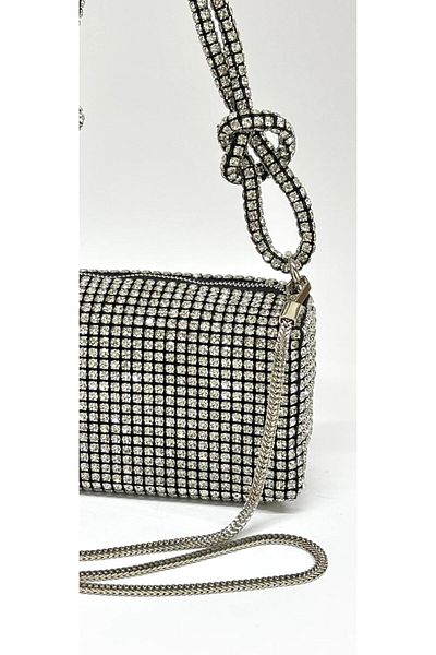 NAZART Women's Luxury Stone Diamond Black Evening Dress Clutch Chain Strap Hand Wedding Engagement Evening Bag