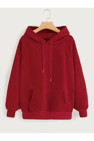 Pisa Art Unisex Plain Red Hooded Sweatshirt