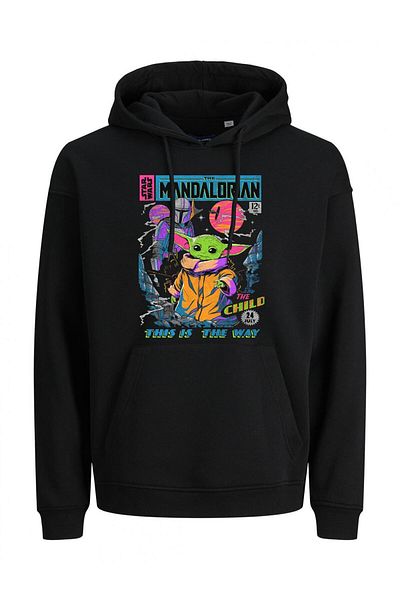 Pisa Art Men's Black Mandalorian 12 Cents Retro Comic Hoodie