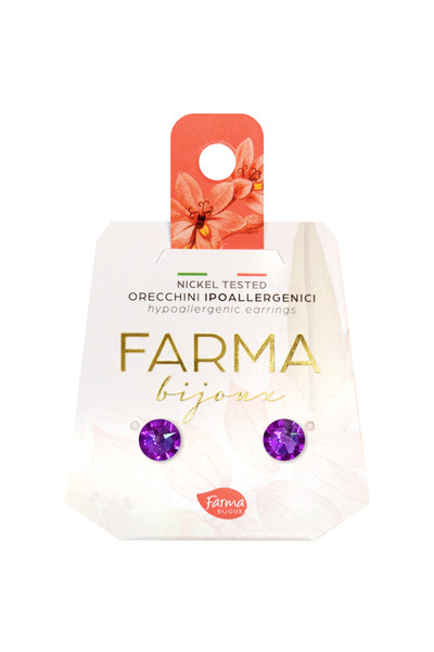 Farma Bijoux Zerius 6.3mm Flat Heliotrope Medical Stud Earring Enriched with Swarovski® Crystals