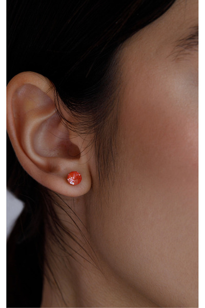 Farma Bijoux Xiius 8.3mm Orange Flame Medical Hoop Earrings Enriched with Swarovski® Crystals