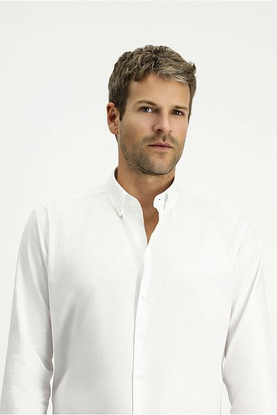 Kiğılı Long Sleeve Slim Fit Slim Fit Cotton Oxford Shirt