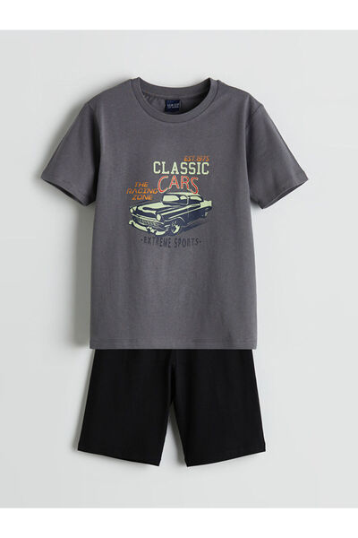 LC Waikiki New Season Crew Neck Boys' Shorts Pajama Set - S5L942Z4