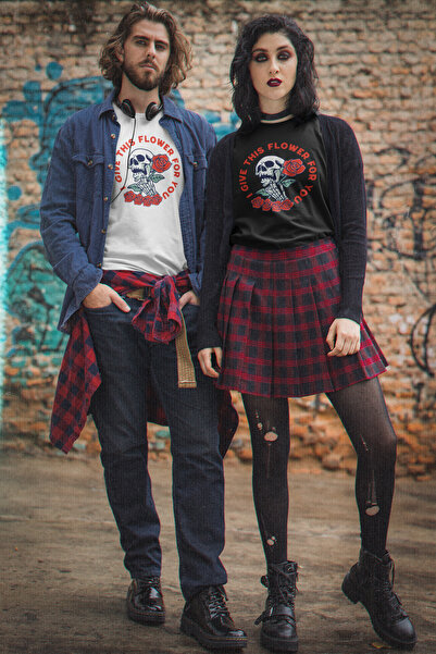 Bigonya Dark Roses, Skeleton Rose Printed, Unisex Design T-Shirt
