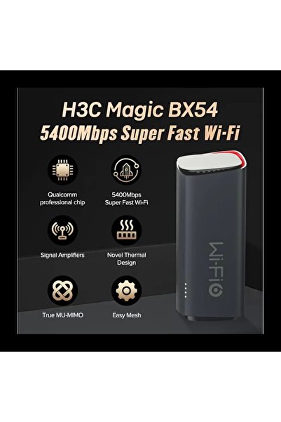 H3C Magic Bx54, Tekli Mesh, 5400mbps, Dual Band, Wifi6, 4port Gigabit Lan, Geniş Kapsama Alanı, Rout