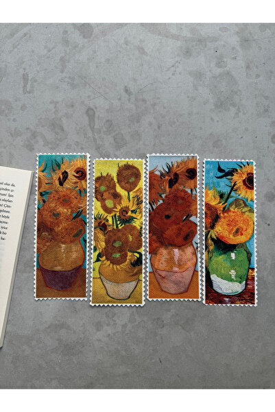 pamukcanta علامة مرجعية من القماش القماشي لزهور عباد الشمس من فان جوخ (4 قطع)...