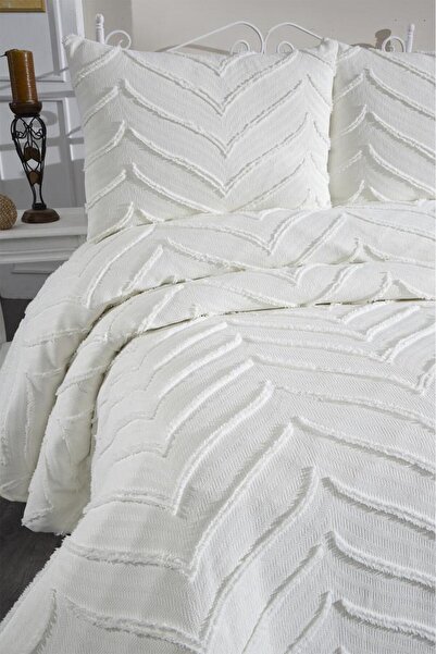 bursa çeyiz Fish Scale 3 Piece Double Pique Set Cream