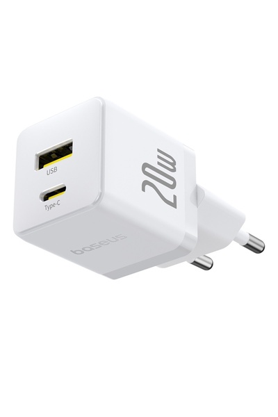 Baseus Charger EU 20W, USB, Type-C - Palm (CCZC20UE) - Moon White