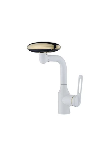 OEM Multifunctional thermostatic basin mixer, 4 spray modes, stainless steel, MZ-8008, White