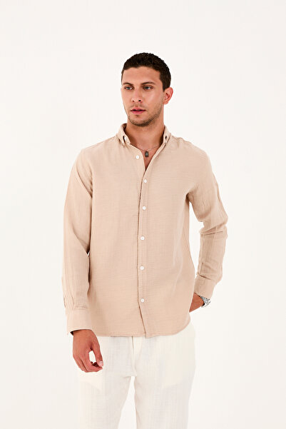 No Way Ανδρικό πουκάμισο από ύφασμα μουσελίνας 100% βαμβάκι χωρίς τσέπες