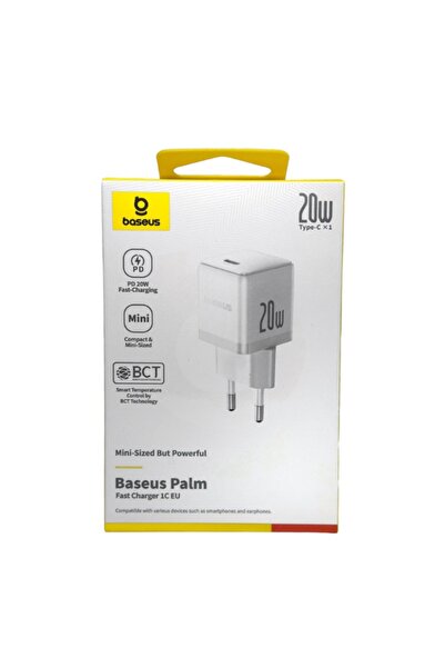 Baseus EU Charger 20W, Type-C - Palm (P10111602213-00) - Moon White