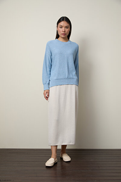 Serianno Mini Payetli Bisiklet Yaka Kazak