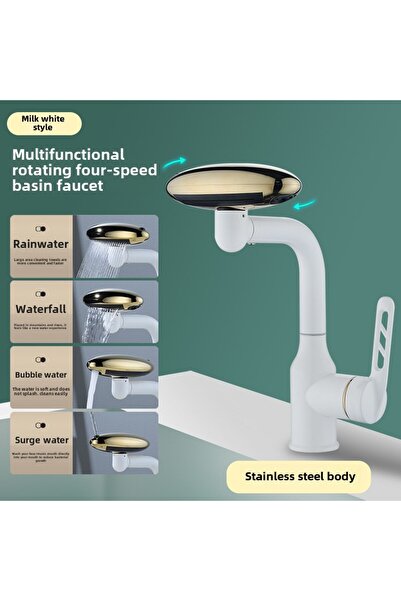 OEM Baterie chiuveta baie multifunctionala, 4 moduri de jet, otel inoxidabil, MZ-8008, Alb