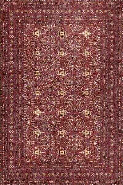 ARTLOOP Relic Bordo Vintage Dokulu Geleneksel Desenli Dokuma Tabanlı Şönil Halı AL 477