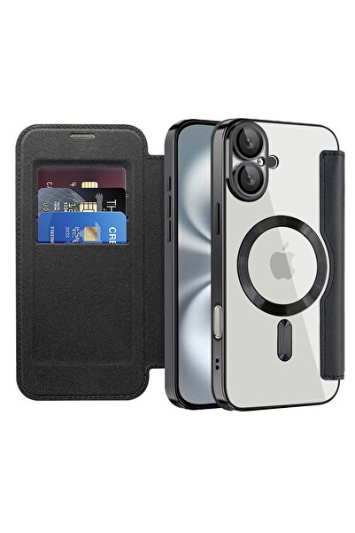 Techsuit Case for iPhone 16 Plus - SmartMag Book Case - Black
