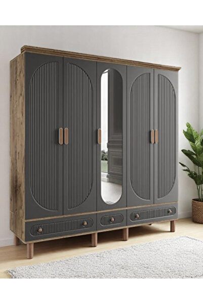 miracool Milen 5 Kapılı Dolap / %100 MDF / Ücretsiz Kurulum