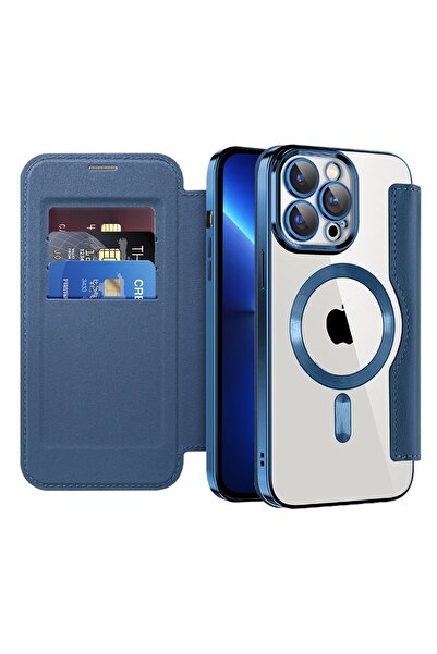 Techsuit Husă pentru iPhone 13 Pro Max - SmartMag Book Case - Albastră