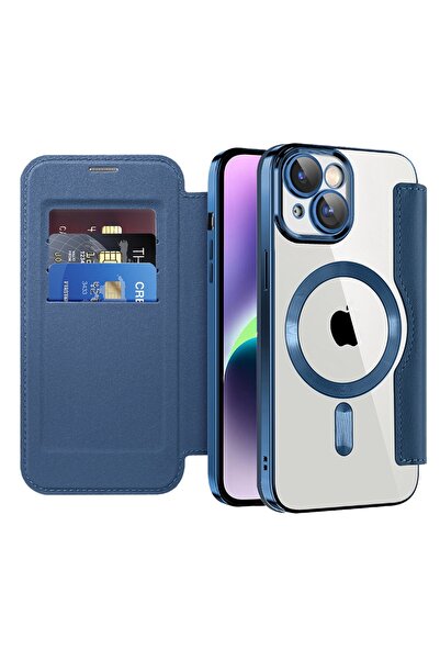 Techsuit Husă pentru iPhone 14 Plus - SmartMag Book Case - Albastră