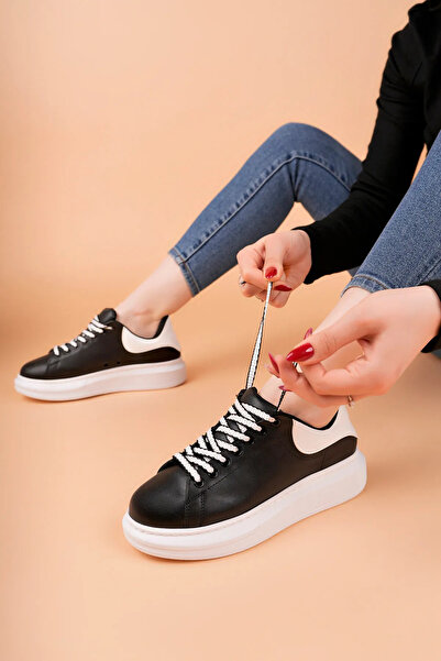 Baybonza حذاء لويس أ كوستا LC107 أسود من الخلف وأبيض BT برباط للنساء