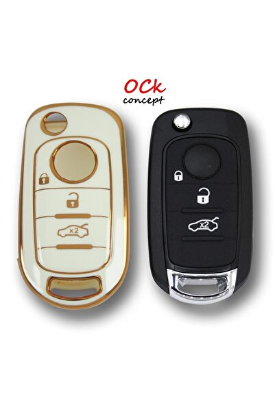 ock concept Fiat Egea Sustalı Box White Auto Key Remote Case Cover Auto Keychain