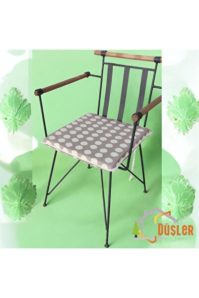 DÜŞLER EV TEKSTİLİ 40x40 Кремовий з крапками Коричневий Водо- та плямовідштовхуючий На блискавці З шнурками Кремовий з білою облямівкою Подушка для стільця