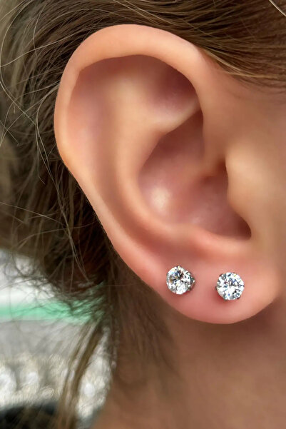 Silay mağaza Silver Color Single Detailed Steel Earrings (Pair)