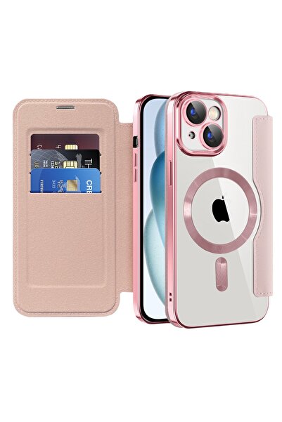 Techsuit Husă pentru iPhone 15 Plus - SmartMag Book Case - Roz